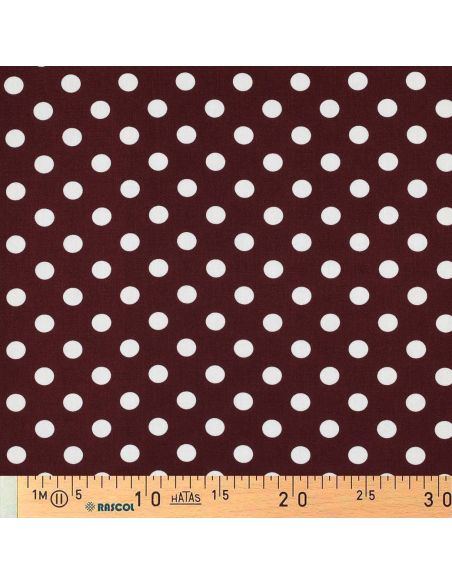 Tissu viscose - Pois moyen blanc fond burgandy