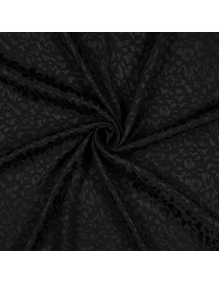 Tissu viscose jacquard animal - Léopard noir