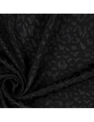 Tissu viscose jacquard animal - Léopard noir