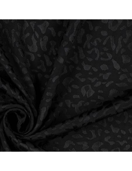 Tissu viscose jacquard animal - Léopard noir