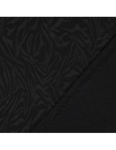 Tissu viscose jacquard animal - Zèbre noir