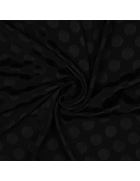 Tissu viscose jacquard - Pois noir