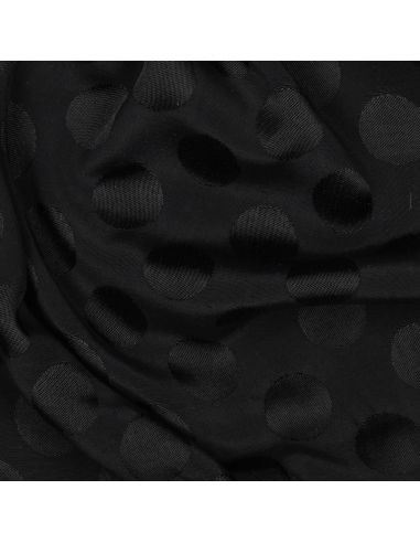 Tissu viscose jacquard - Pois noir