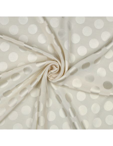 Tissu viscose jacquard - Pois écru
