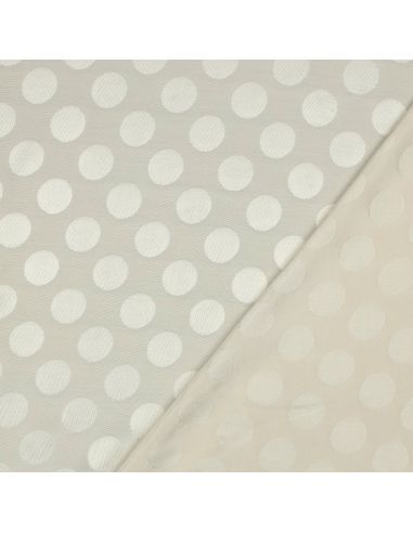 Tissu viscose jacquard - Pois écru