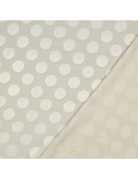 Tissu viscose jacquard - Pois écru