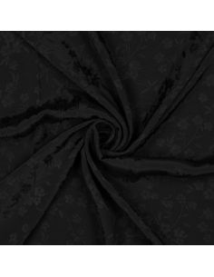 Tissu viscose jacquard - Fleur noire