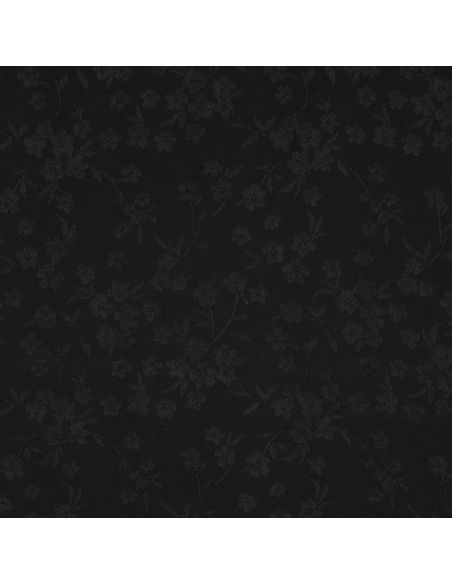 Tissu viscose jacquard - Fleur noire
