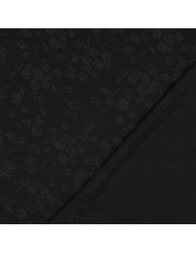 Tissu viscose jacquard - Fleur noire