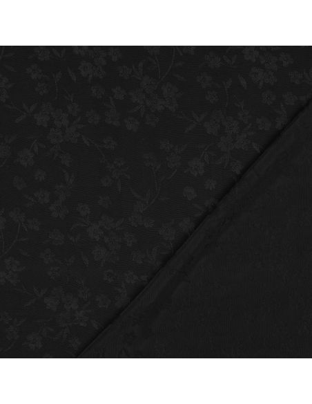 Tissu viscose jacquard - Fleur noire