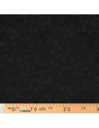 Tissu viscose jacquard - Fleur noire