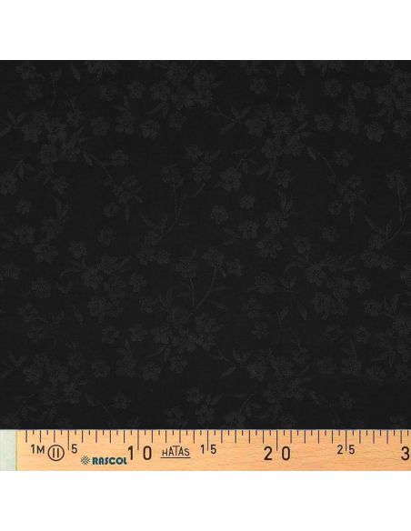 Tissu viscose jacquard - Fleur noire
