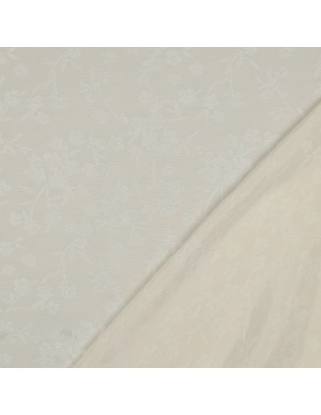 Tissu viscose jacquard - Fleur écrue