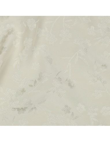 Tissu viscose jacquard - Fleur écrue