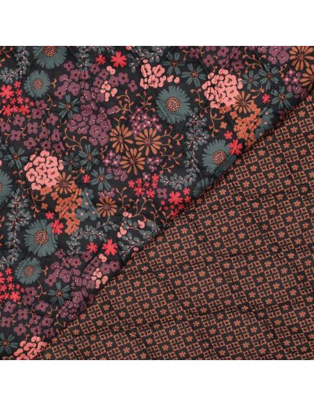 Tissu matelassé double face Romane - Noir