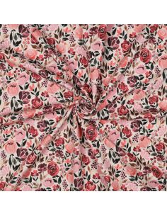 Tissu jersey digital Colline - Fleurs fond écru