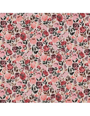 Tissu jersey digital Colline - Fleurs fond écru