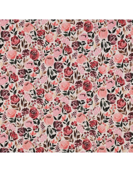 Tissu jersey digital Colline - Fleurs fond écru