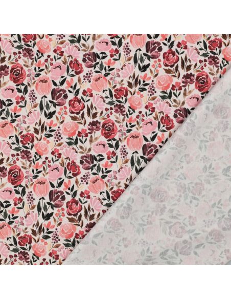 Tissu jersey digital Colline - Fleurs fond écru