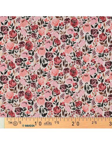 Tissu jersey digital Colline - Fleurs fond écru