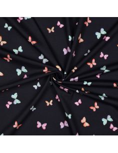 Tissu jersey digital Ninon - Papillons fond bleu