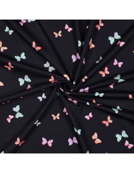 Tissu jersey digital Ninon - Papillons fond bleu