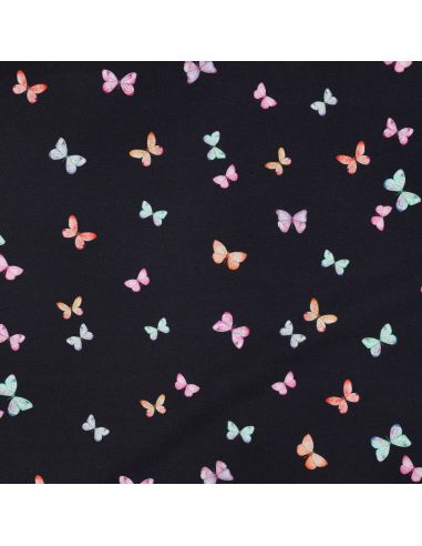 Tissu jersey digital Ninon - Papillons fond bleu