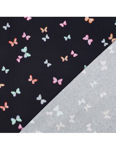 Tissu jersey digital Ninon - Papillons fond bleu
