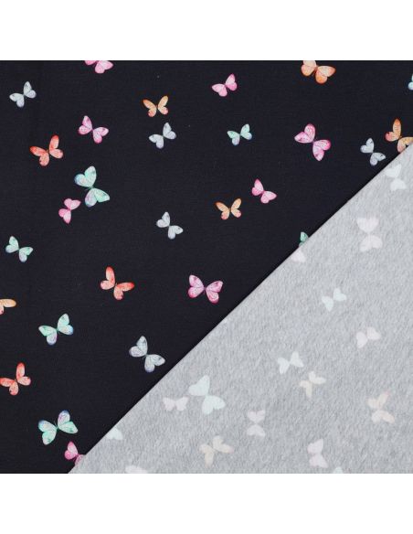 Tissu jersey digital Ninon - Papillons fond bleu