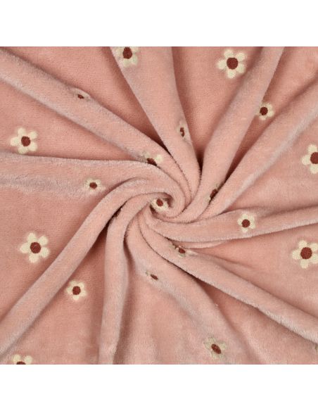 Tissu polaire brodé Élise - Rose