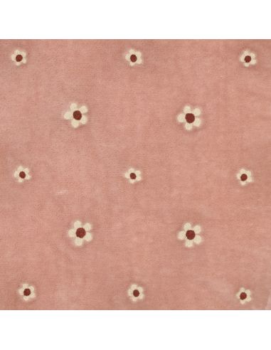Tissu polaire brodé Élise - Rose