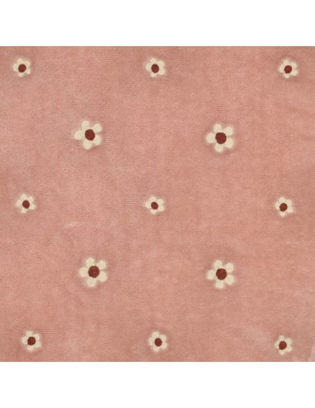 Tissu polaire brodé Élise - Rose