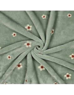 Tissu polaire brodé Élise - Sauge