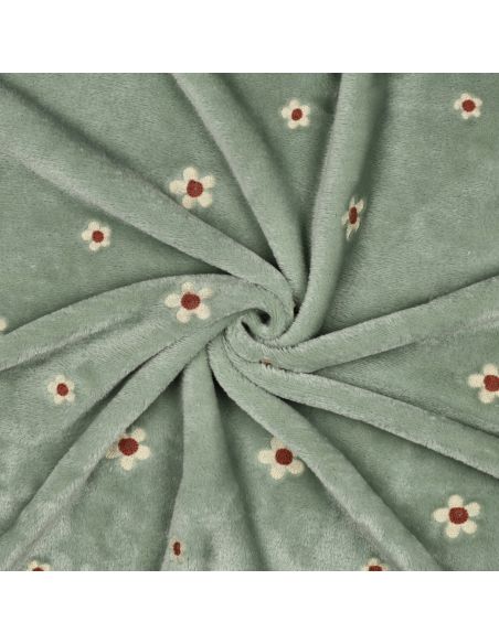 Tissu polaire brodé Élise - Sauge