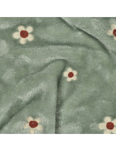 Tissu polaire brodé Élise - Sauge