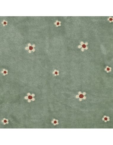 Tissu polaire brodé Élise - Sauge