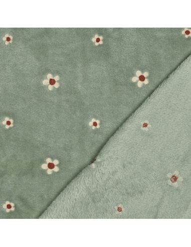 Tissu polaire brodé Élise - Sauge