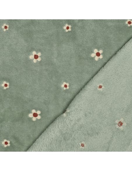 Tissu polaire brodé Élise - Sauge