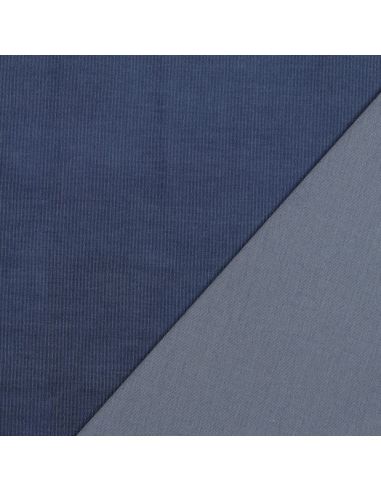 Tissu denim velours milleraies - Bleu