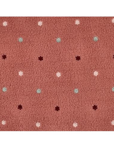 Tissu fourrure Teddy brodé Joséphine - Vieux rose