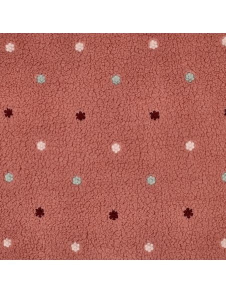 Tissu fourrure Teddy brodé Joséphine - Vieux rose