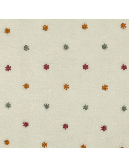 Tissu fourrure Teddy brodé Joséphine - Écru