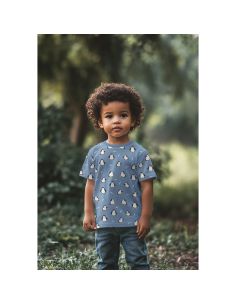 Tissu jersey imprimé - Manchot fond bleu 2