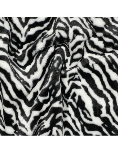 Tissu polaire zèbre - Noir