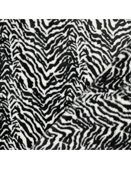 Tissu polaire zèbre - Noir