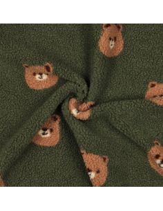 Tissu fourrure Teddy Ours - Vert