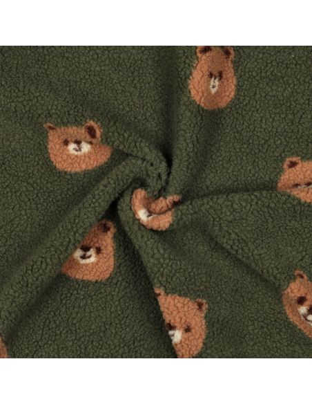 Tissu fourrure Teddy Ours - Vert