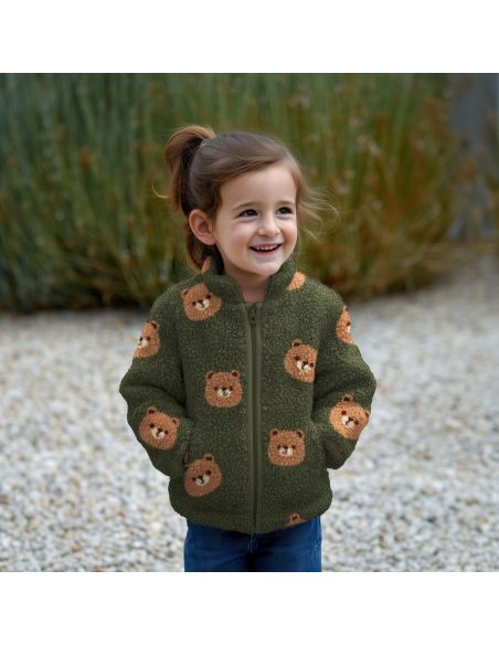 Tissu fourrure Teddy Ours - Vert
