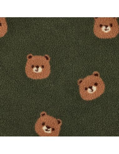 Tissu fourrure Teddy Ours - Vert