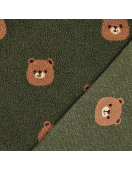 Tissu fourrure Teddy Ours - Vert